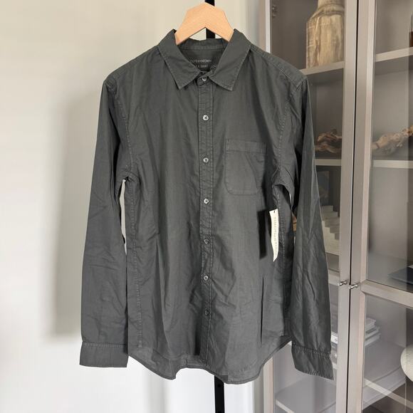 Outerknown S.E.A. Organic Cotton Long Sleeve Shirt S NEW Green Collar Button Up